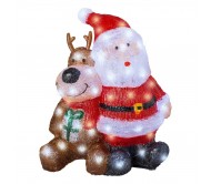Figura Natalizia LED Babbo Natale e Renna in Acrilico 3D 39cm Lumineo